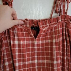 Able Brick red Plaid Midi Dress Size Large